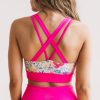 Tops Maven Thread | Criss Cross Sports Bra - Hot Pink Floral | Mt Sport