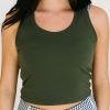 Tops Maven Thread | Renew Crop Tank - Olive Green | Mt Luxe