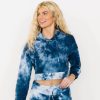 Tops Maven Thread | Crop Hoodie - Navy Tie Dye