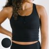 Tops Maven Thread | Ribbed Crop Tank Sports Bra - Black