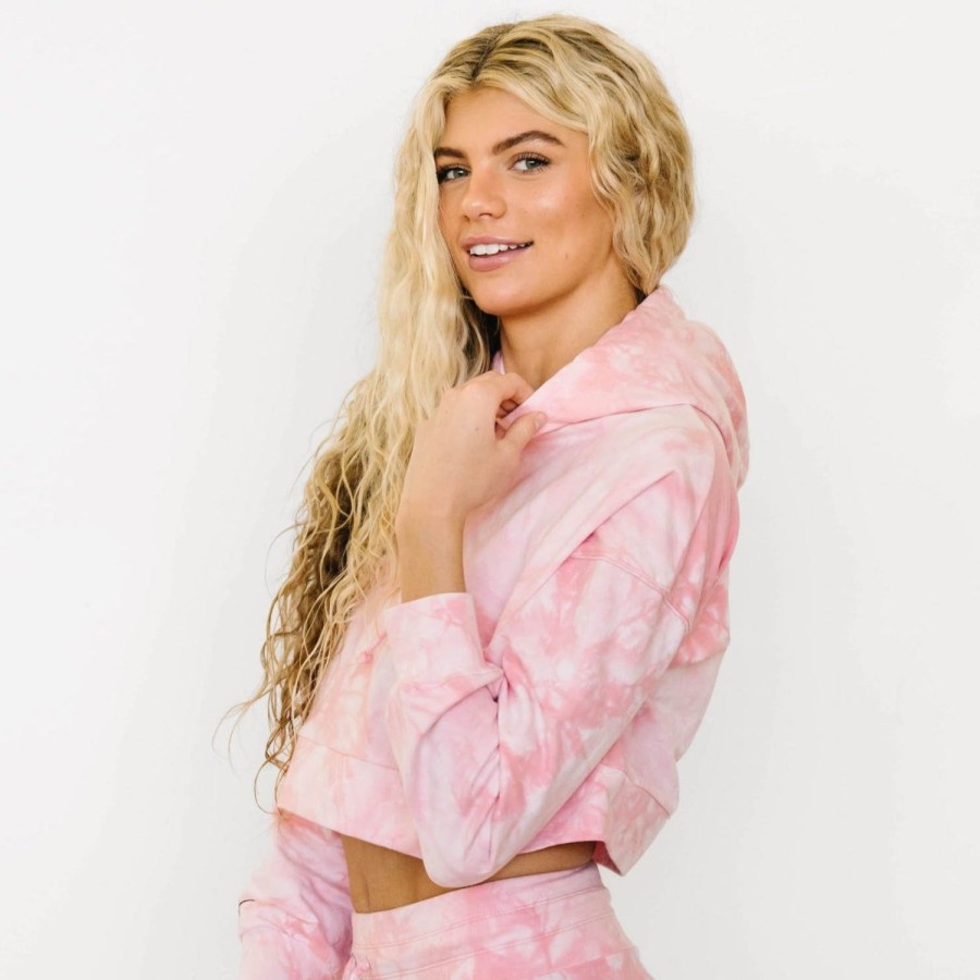 Tops Maven Thread | Crop Hoodie - Pink Tie Dye