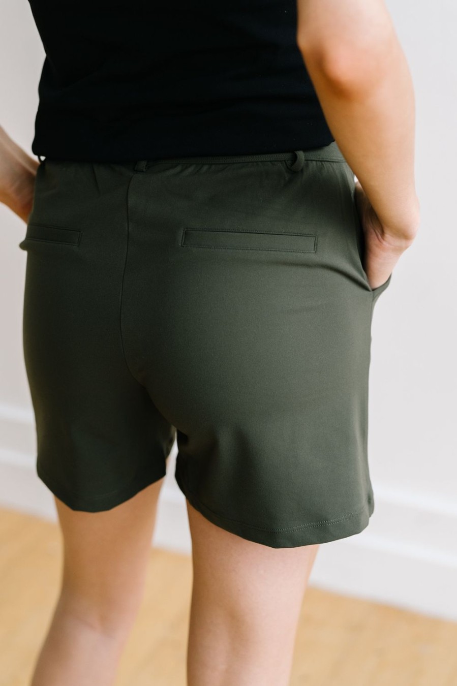 Bottoms Maven Thread | Work Hard Play Hard Trouser Shorts - Olive Green | Mt Luxe