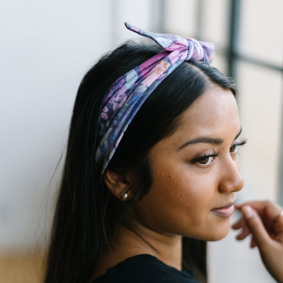 Headbands Maven Thread | Plum Floral - 4'' Women'S Exercise Bow Headband