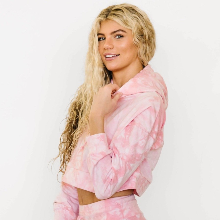 Lounge Maven Thread | Crop Hoodie - Pink Tie Dye