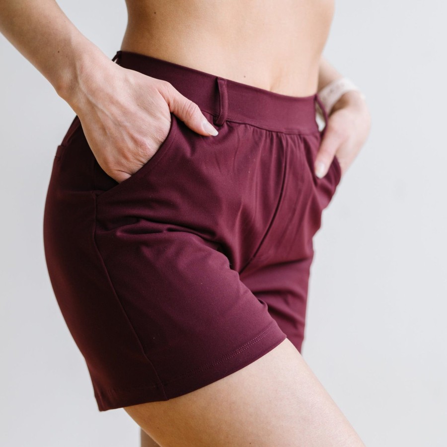 Bottoms Maven Thread | Work Hard Play Hard Trouser Shorts - Maroon | Mt Luxe