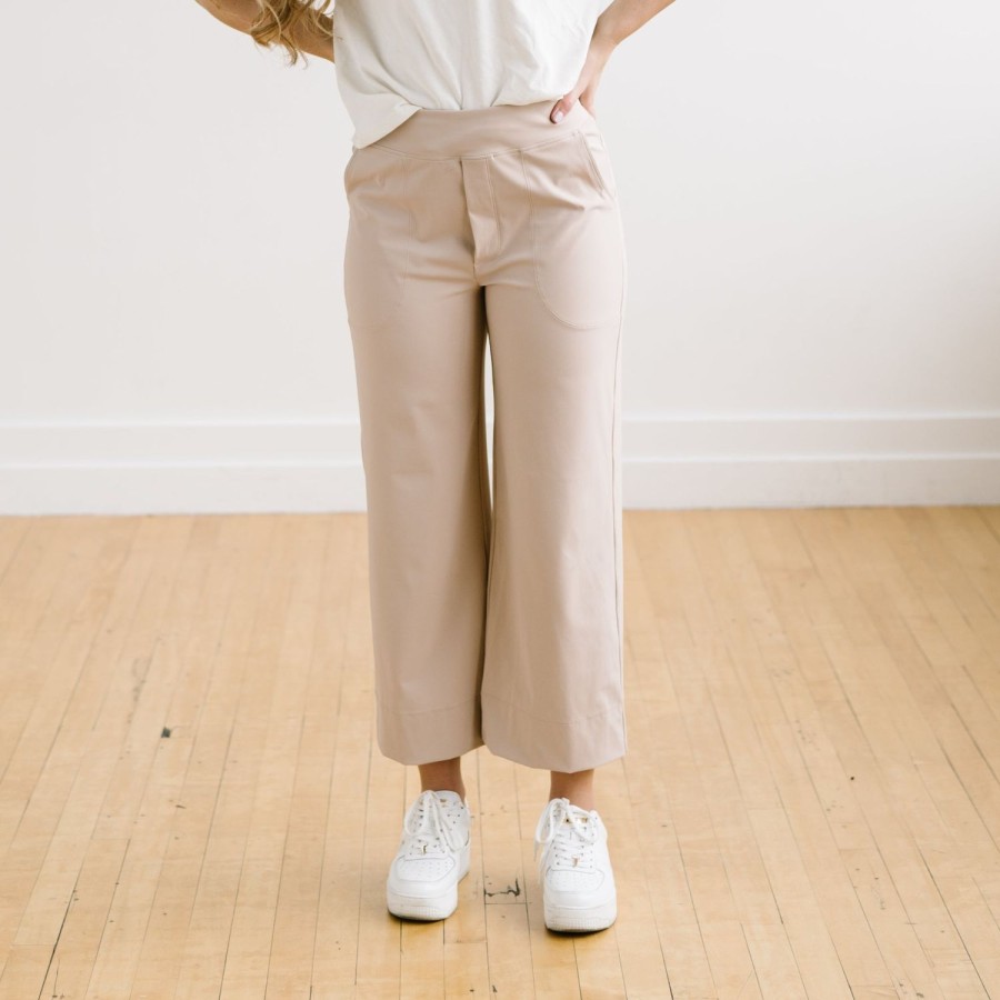 Bottoms Maven Thread | Work Hard Play Hard Wide Leg Trouser - Light Khaki | Mt Luxe