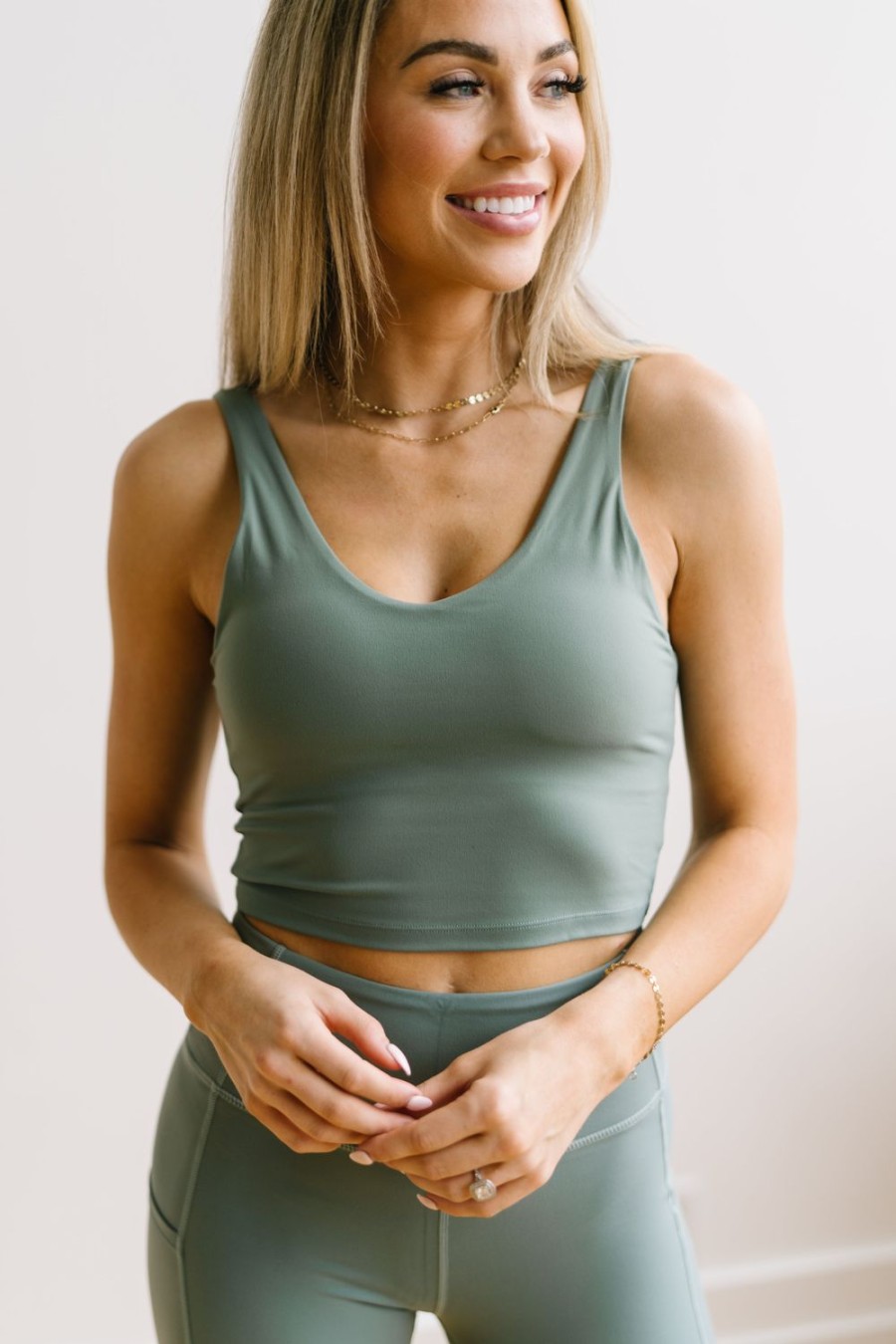 Tops Maven Thread | Crop Tank Sports Bra - Sage | Mt Luxe