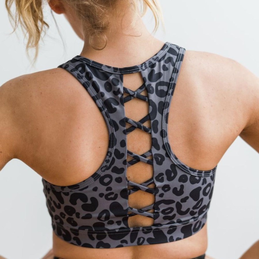 Tops Maven Thread | Courage Sports Bra - Gray Leopard | Mt Sport